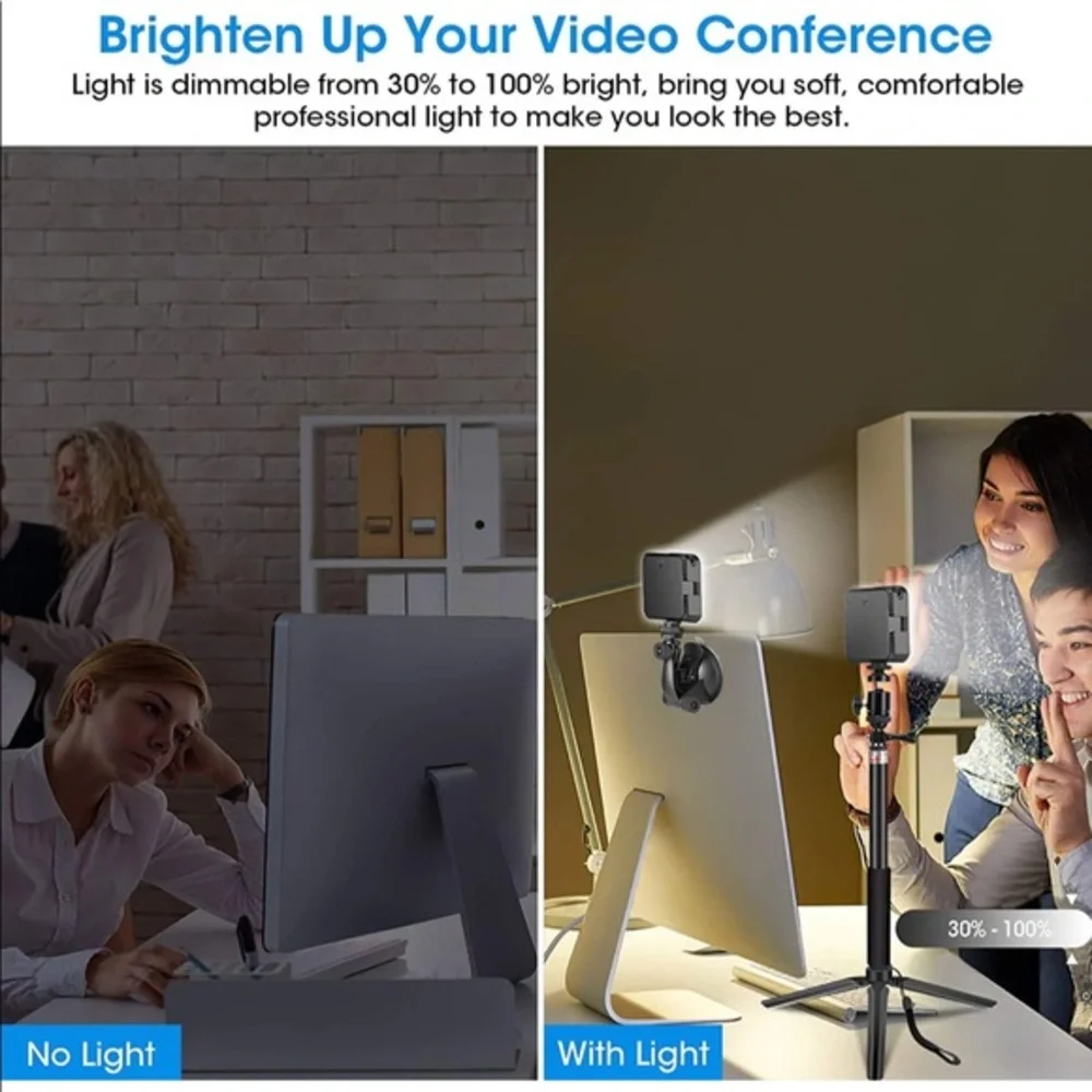 Streaming Video Conference Lighting Kit with Tripod Stand & Suction Cup